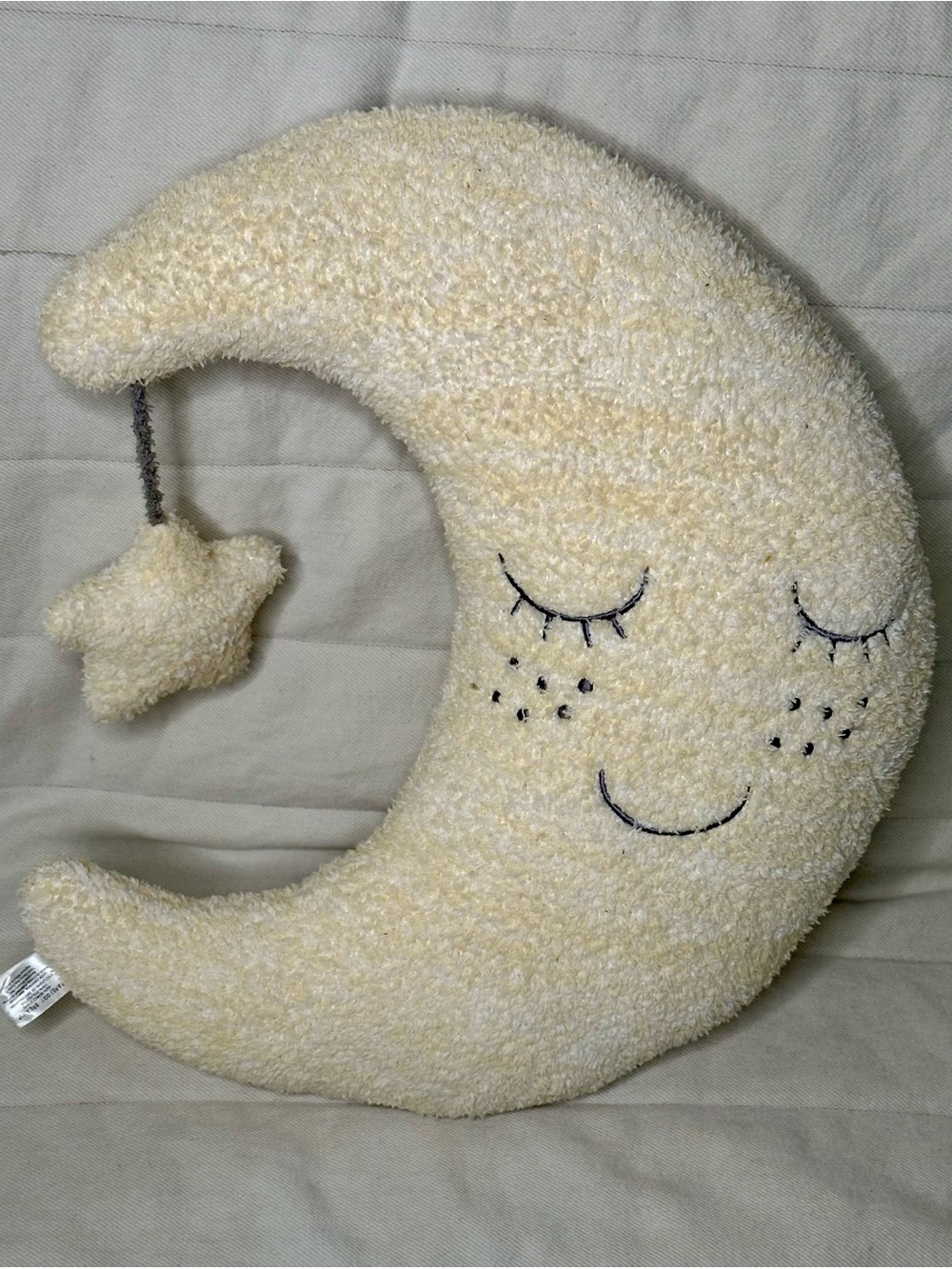 Barefoot Dreams Cream Crescent Moon Plush Pillow with Star Accent